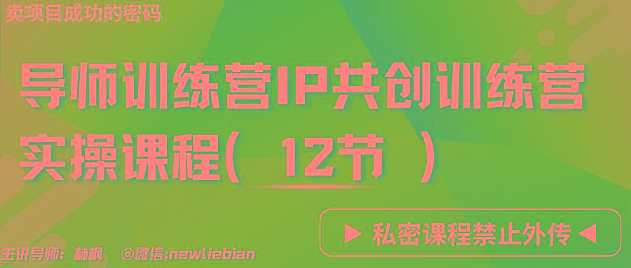 导师训练营3.0IP共创训练营私密实操课程(12节)-卖项目的密码成功秘诀-E家云商