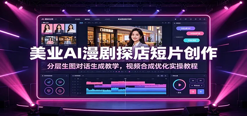 美业AI漫剧探店短片创作：分层生图对话生成教学，视频合成优化实操教程-e家网