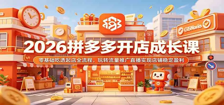 2026拼多多开店成长课：零基础吃透起店全流程，玩转流量推广直播实现店铺稳定盈利-e家网