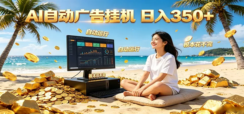 AI自动广告挂机 日入350+ 真正做到躺赚式变现，根本花不完！-e家网