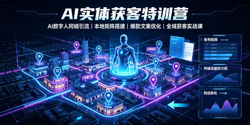 AI实体获客特训营｜AI数字人同城引流、本地矩阵搭建、爆款文案优化全域获客实战课-e家网