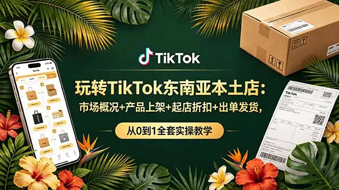 玩转TikTok东南亚本土店：市场概况+产品上架+起店折扣+出单发货，从0到1全套实操教学-e家网