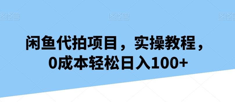 闲鱼代拍项目，实操教程，0成本轻松日入100+-E家云商