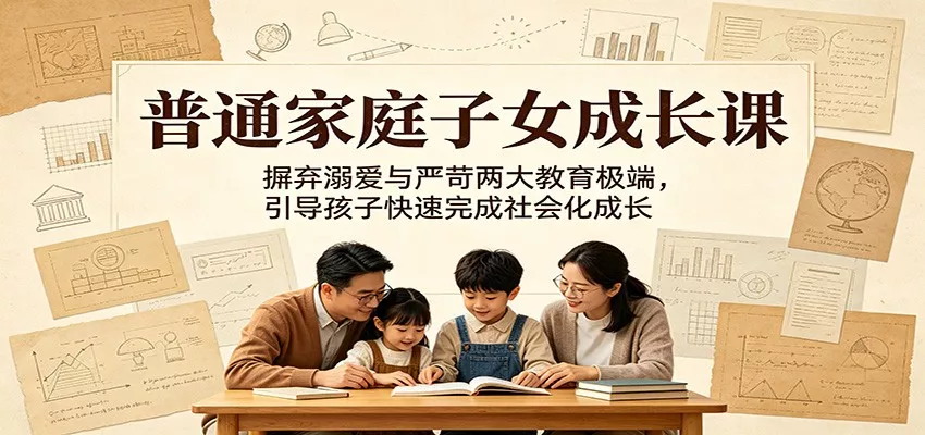 普通家庭子女成长课：摒弃溺爱与严苛两大教育极端，引导孩子快速完成社会化成长-e家网