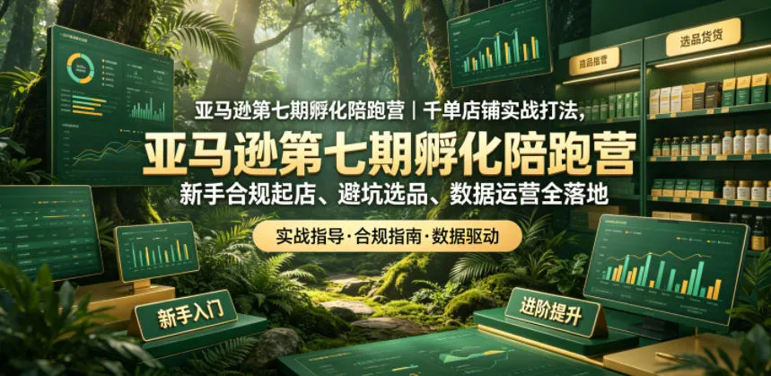 亚马逊第七期孵化陪跑营｜千单店铺实战打法，新手合规起店、避坑选品、数据运营全落地(更新0625)-e家网
