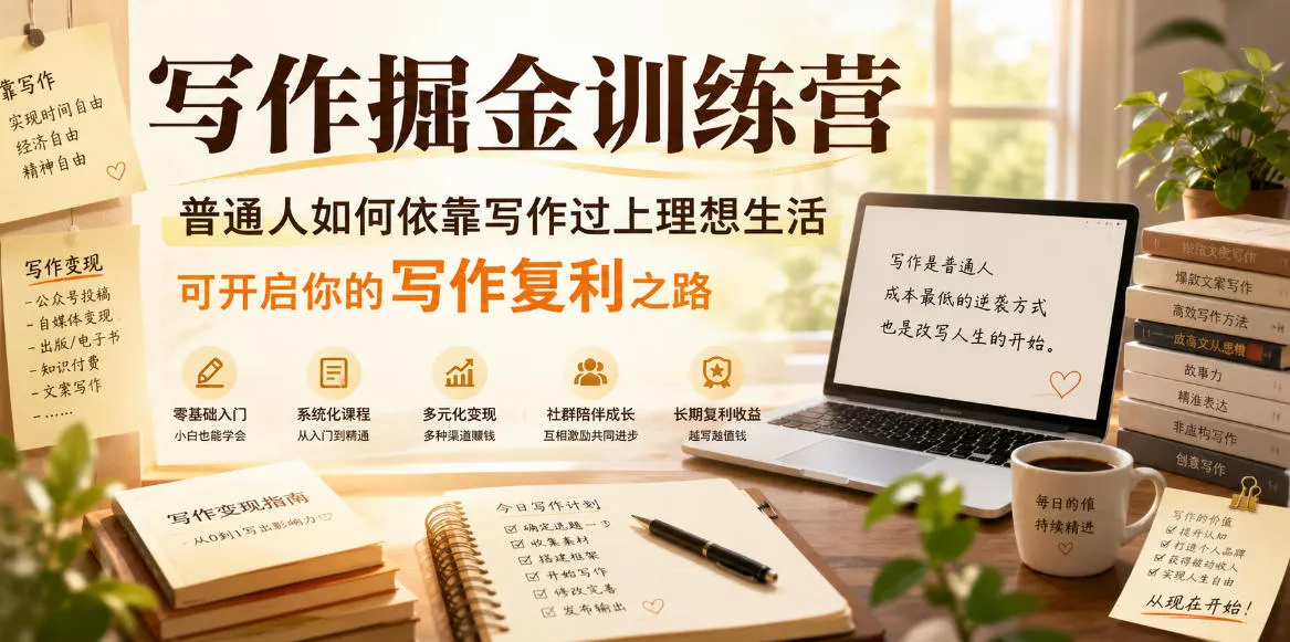 写作掘金训练营，普通人如何依靠写作过上理想生活，可开启你的写作复利之路(更新6月)-e家网