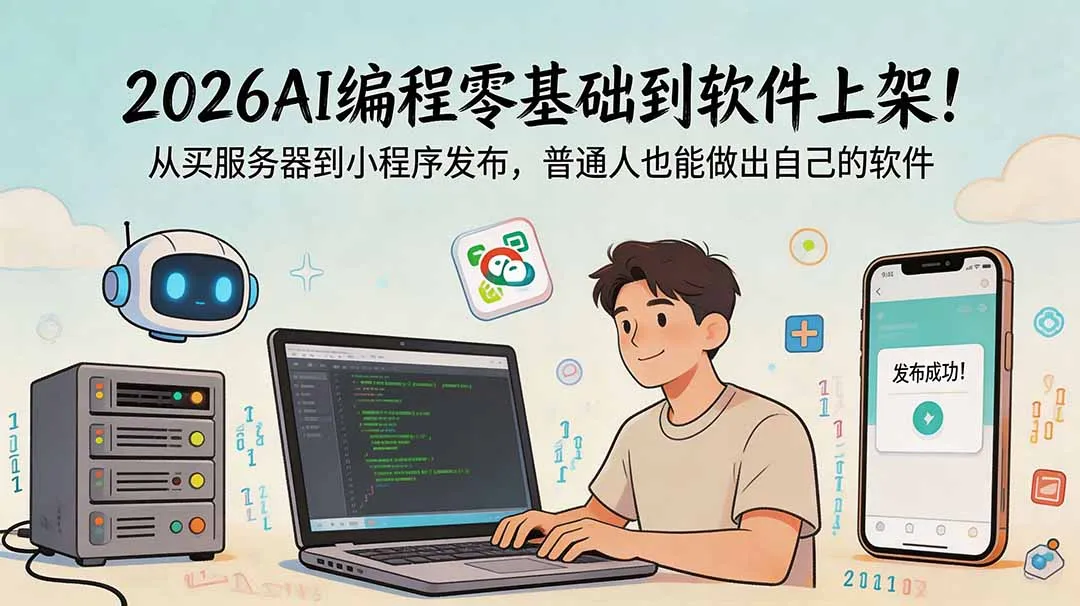 2026AI编程零基础到软件上架！从买服务器到小程序发布，普通人也能做出自己的软件-e家网