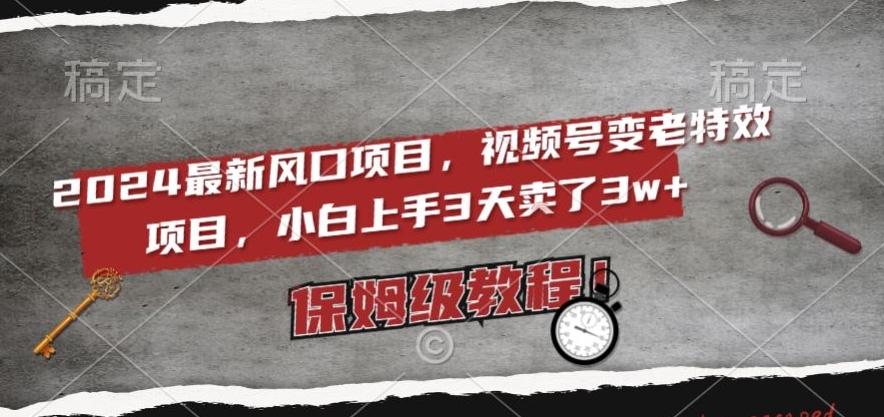 2024最新风口项目，视频号变老特效项目，电脑小白上手3天卖了3w+，保姆级教程【揭秘】-e家网