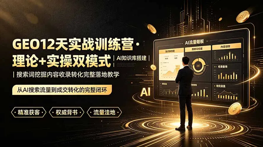 GEO12天实战训练营·理论+实操双模式｜AI知识库搭建｜搜索词挖掘内容收录转化完整落地教学-e家网
