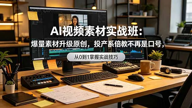 AI视频素材实战班：爆量素材升级原创，投产翻倍不再是口号，0-1系统教学实战落地-e家网