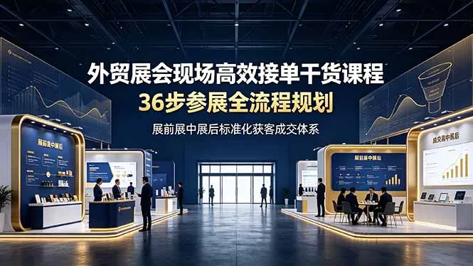 外贸展会现场高效接单干货课程，36步参展全流程规划，展前展中展后标准化获客成交体系-e家网