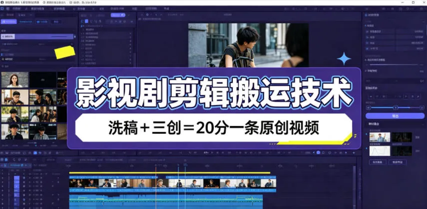 影视剧剪辑搬运技术，洗稿+三创=20分一条原创视频-e家网