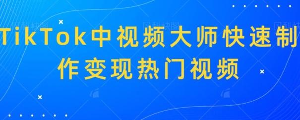 TikTok中视频大师快速制作变现热门视频-E家云商