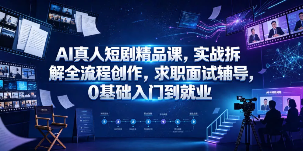 AI真人短剧精品课，实战拆解全流程创作，求职面试辅导，0基础入门到就业-e家网