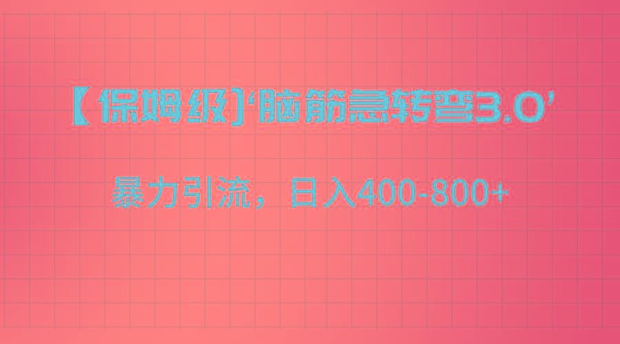 【保姆级】‘脑筋急转去3.0’暴力引流、日入400-800+-E家云商
