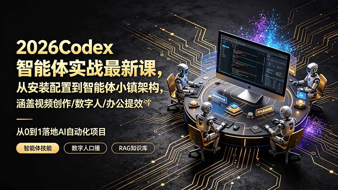 2026Codex智能体实战最新课，从安装配置到智能体小镇架构，涵盖视频创作/数字人/办公提效全技能-e家网