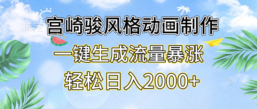 宫崎骏风格动画制作，一键生成流量暴涨，轻松日入2000+-E家云商