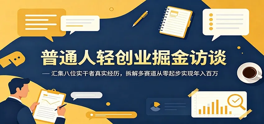 普通人轻创业掘金访谈：汇集八位实干者真实经历，拆解多赛道从零起步实现年入百万-e家网