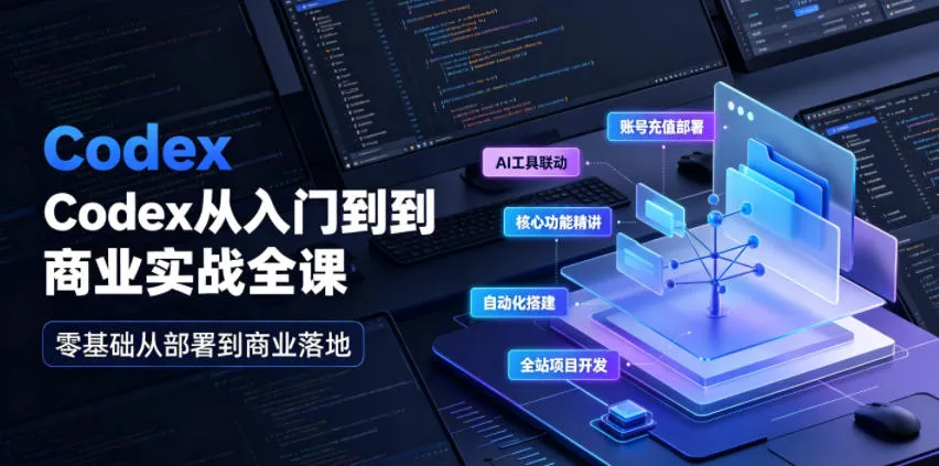 Codex从入门到商业实战全课｜账号充值部署、AI工具联动、核心功能精讲、自动化搭建、全站项目开发零基础教程-e家网