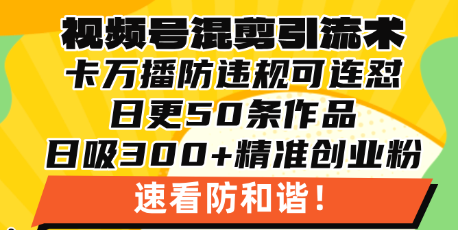 视频号混剪引流技术，500万播放引流17000创业粉，操作简单当天学会-E家云商