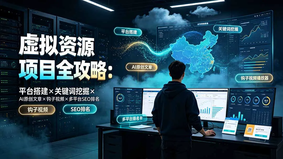 虚拟资源项目全攻略：平台搭建×关键词挖掘×AI原创文章×钩子视频×多平台SEO排名-e家网