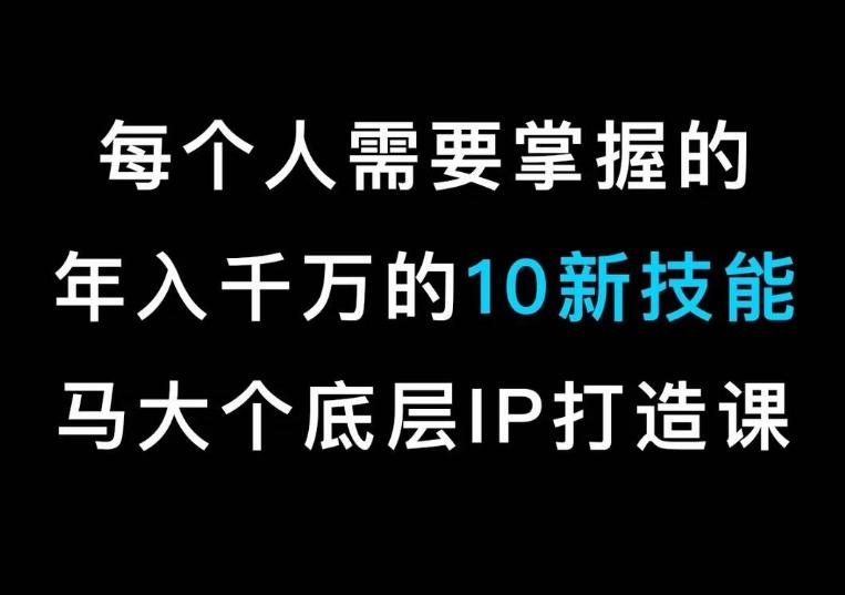马大个的IP底层逻辑课，​每个人需要掌握的年入千万的10新技能，约会底层IP打造方法！-e家网