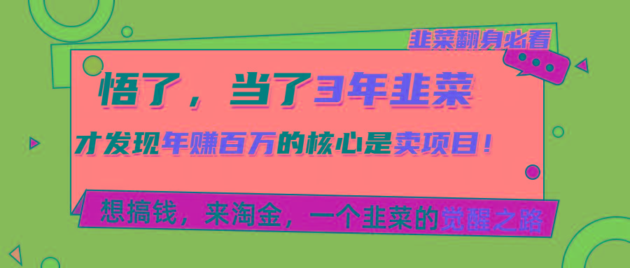 悟了，当了3年韭菜，才发现网赚圈年赚100万的核心是卖项目，含泪分享！-E家云商
