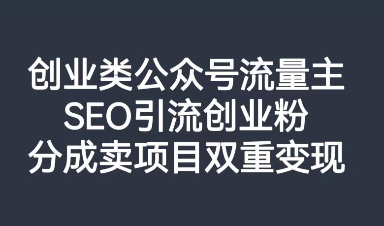 创业类公众号流量主，SEO引流创业粉，分成卖项目双重变现【揭秘】-E家云商