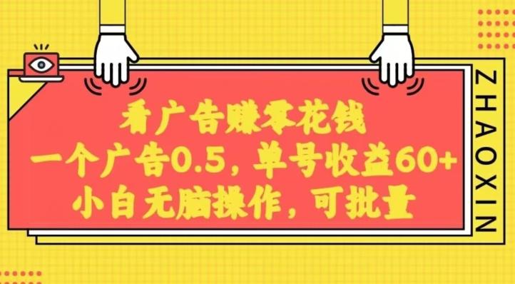 无脑看广告获取收益，一条广告0.5，日稳定60-100+，可批量放大，超级稳定-E家云商