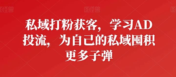 私域打粉获客，学习AD投流，为自己的私域囤积更多子弹-E家云商