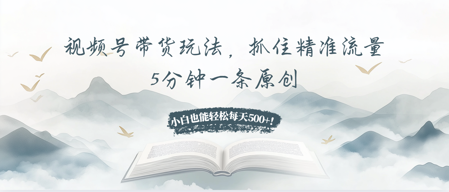 视频号带货玩法，抓住精准流量，5分钟一条原创，小白也能轻松每天500+！-E家云商