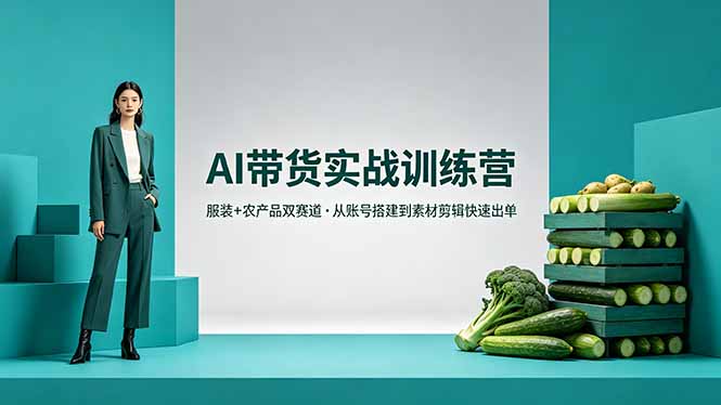 AI带货实战训练营，服装+农产品双赛道，从账号搭建到素材剪辑快速出单-e家网