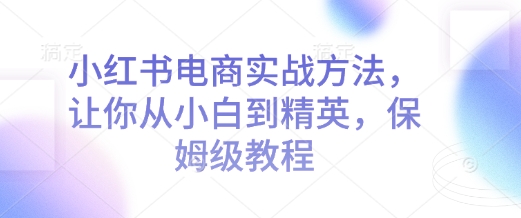 小红书电商实战方法，让你从小白到精英，保姆级教程-E家云商