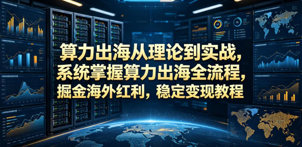 算力出海从理论到实战，系统掌握算力出海全流程，掘金海外红利，稳定变现教程-e家网
