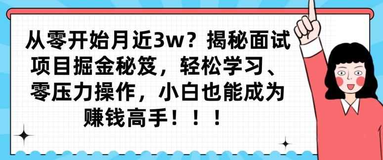 从零开始月近3w？揭秘面试项目掘金秘笈，轻松学习、零压力操作，小白也能成为赚钱高手-E家云商