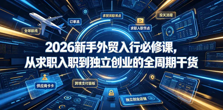 2026新手外贸入行必修课，从求职入职到独立创业的全周期干货-e家网