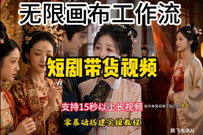 无限画布工作流制作短剧带货视频支持制作15秒以上视频，实操搭建教学，看完教程小白也能轻松搭建-e家网