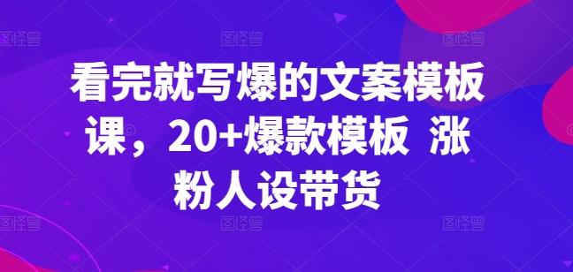 看完就写爆的文案模板课，20+爆款模板  涨粉人设带货-E家云商