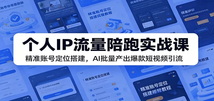 个人IP流量陪跑实战课：精准账号定位搭建，AI批量产出爆款短视频引流-e家网