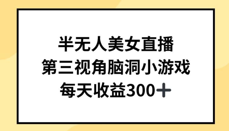 半无人美女直播，第三视角脑洞小游戏，每天收益300+【揭秘】-E家云商