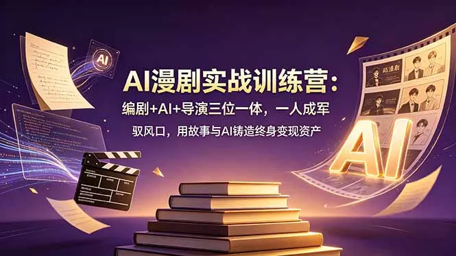 AI漫剧实战训练营：编剧+AI+导演三位一体，一人成军 驭风口，用故事与AI铸造终身变现资产-e家网