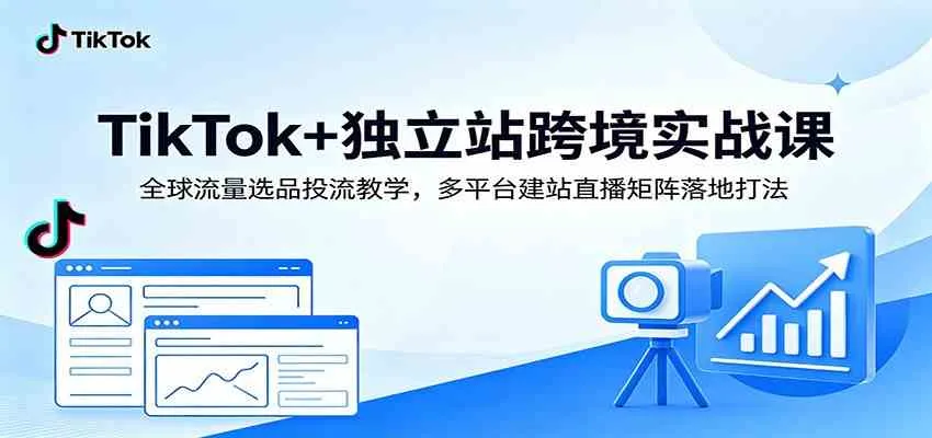 TikTok+独立站跨境实战课：全球流量选品投流教学，多平台建站直播矩阵落地打法-e家网