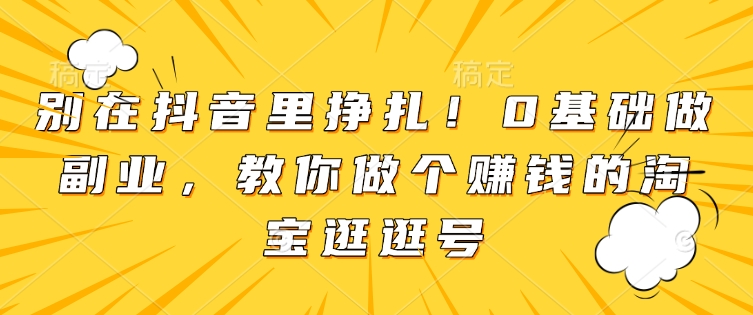 别在抖音里挣扎！0基础做副业，教你做个赚钱的淘宝逛逛号-E家云商