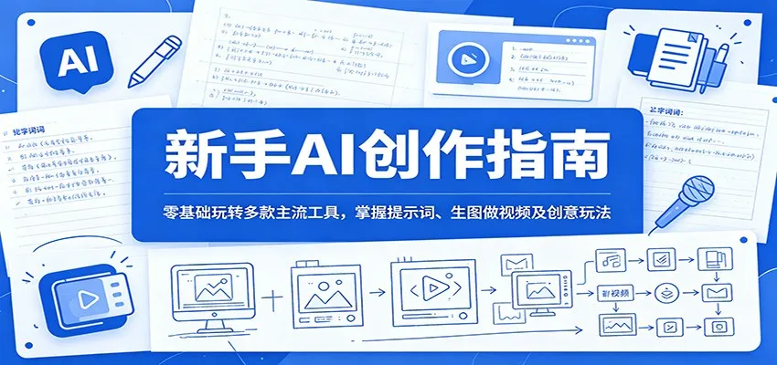 新手AI创作指南：零基础玩转多款主流工具，掌握提示词、生图做视频及创意玩法-e家网