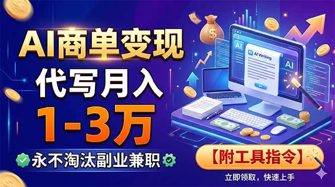 AI商单变现，靠代写月入1-3万，永不淘汰副业兼职【附工具指令】-e家网