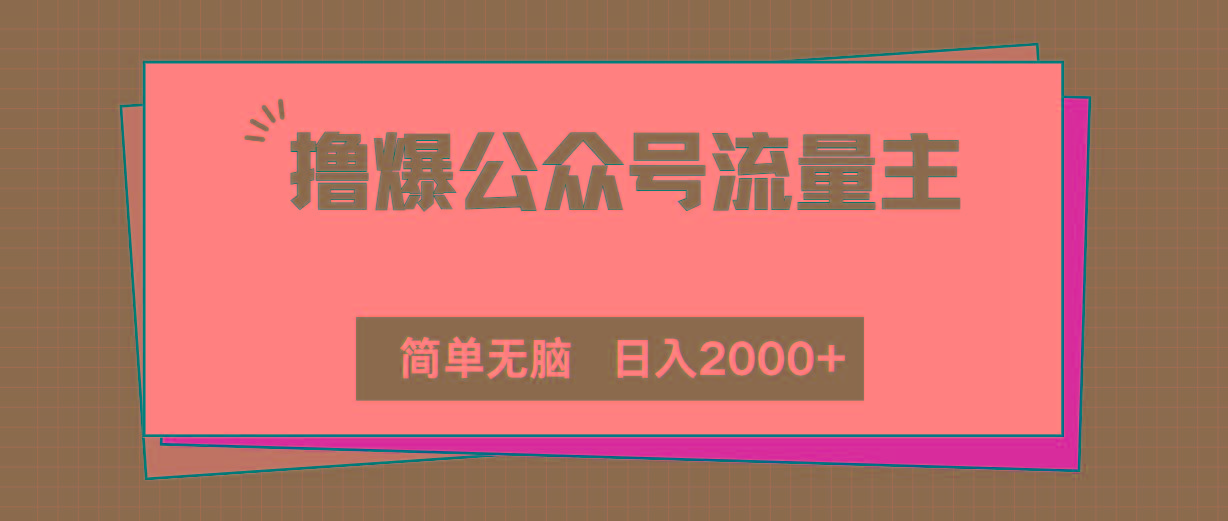 撸爆公众号流量主，简单无脑，单日变现2000+-E家云商