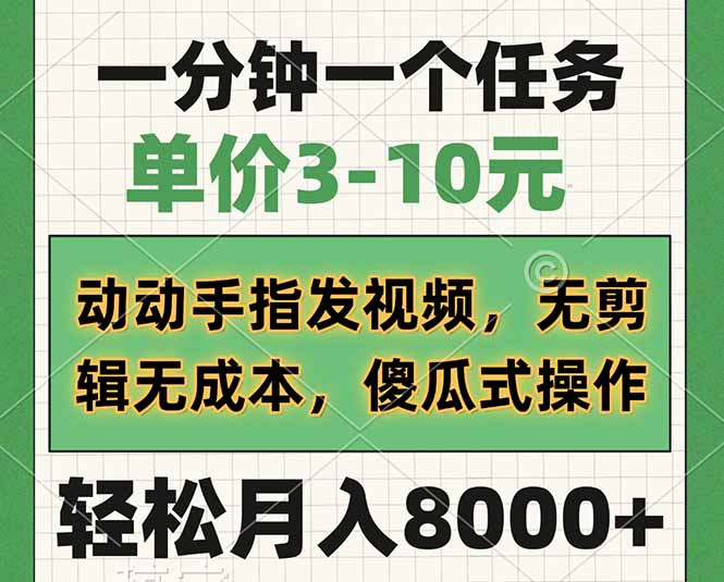 一分钟一个任务，单价3-10元，动动手指发视频，无剪辑无成本，傻瓜式操...-E家云商