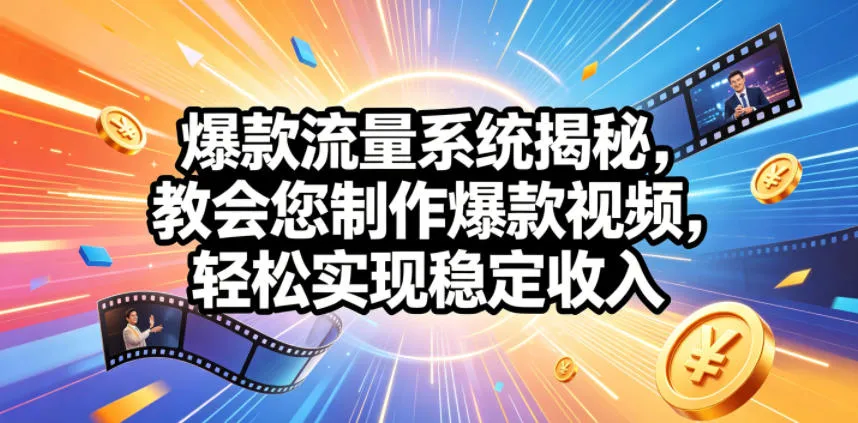 爆款流量系统揭秘，教会您制作爆款视频，轻松实现稳定收入【原创双语字幕】-e家网