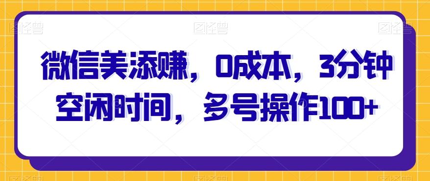 微信美添赚，0成本，3分钟空闲时间，多号操作100+-E家云商