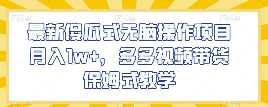 最新傻瓜式无脑操作项目月入1w+，多多视频带货保姆式教学【揭秘】-E家云商